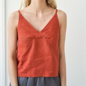 Linen Strap Top VIOLA in Mellow Rose
